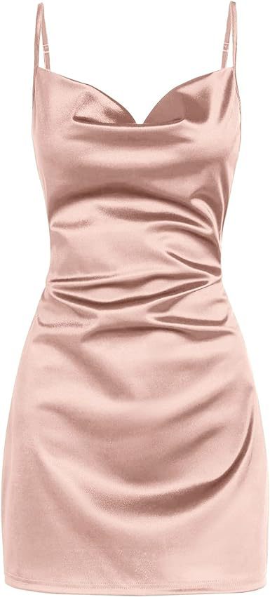 Satin Backless Slip Dress Lace-Up Sleepwear