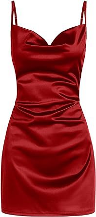 Satin Backless Slip Dress Lace-Up Sleepwear