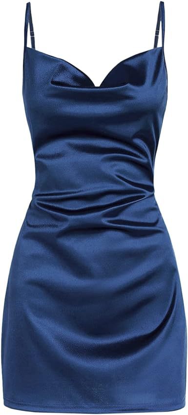 Satin Backless Slip Dress Lace-Up Sleepwear