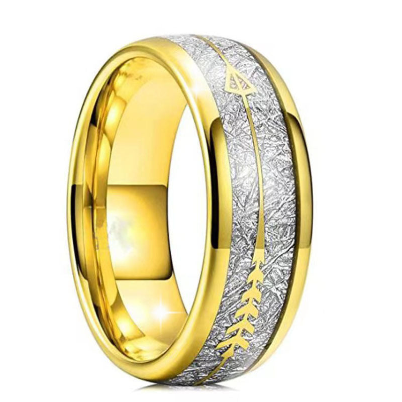 Golden Arrow – Two-Tone Textured Band Ring