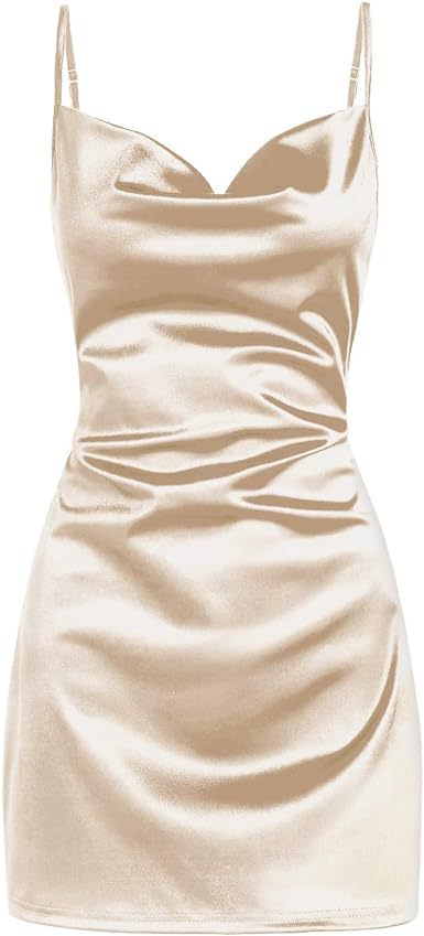 Satin Backless Slip Dress Lace-Up Sleepwear