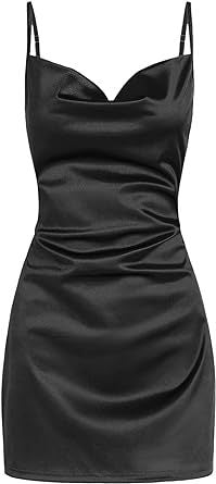 Satin Backless Slip Dress Lace-Up Sleepwear
