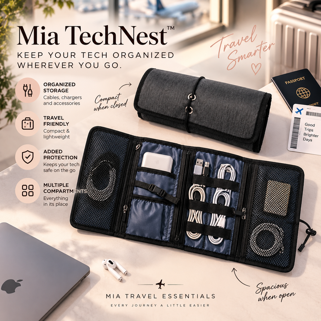 Mia TechNest™ Travel Cable & Charger Organizer