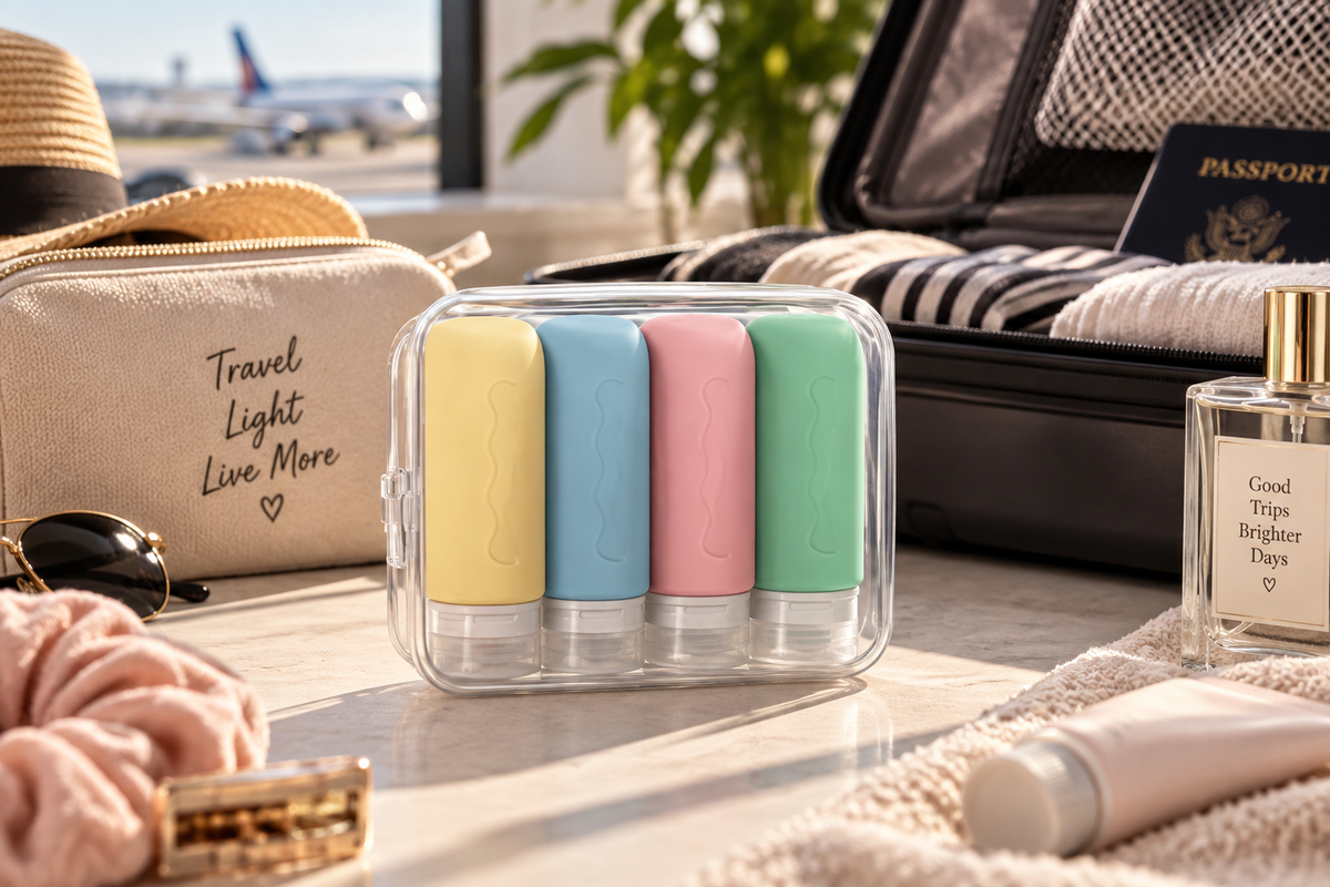 TSA-Approved Refillable Silicone Travel Bottles Set of 4