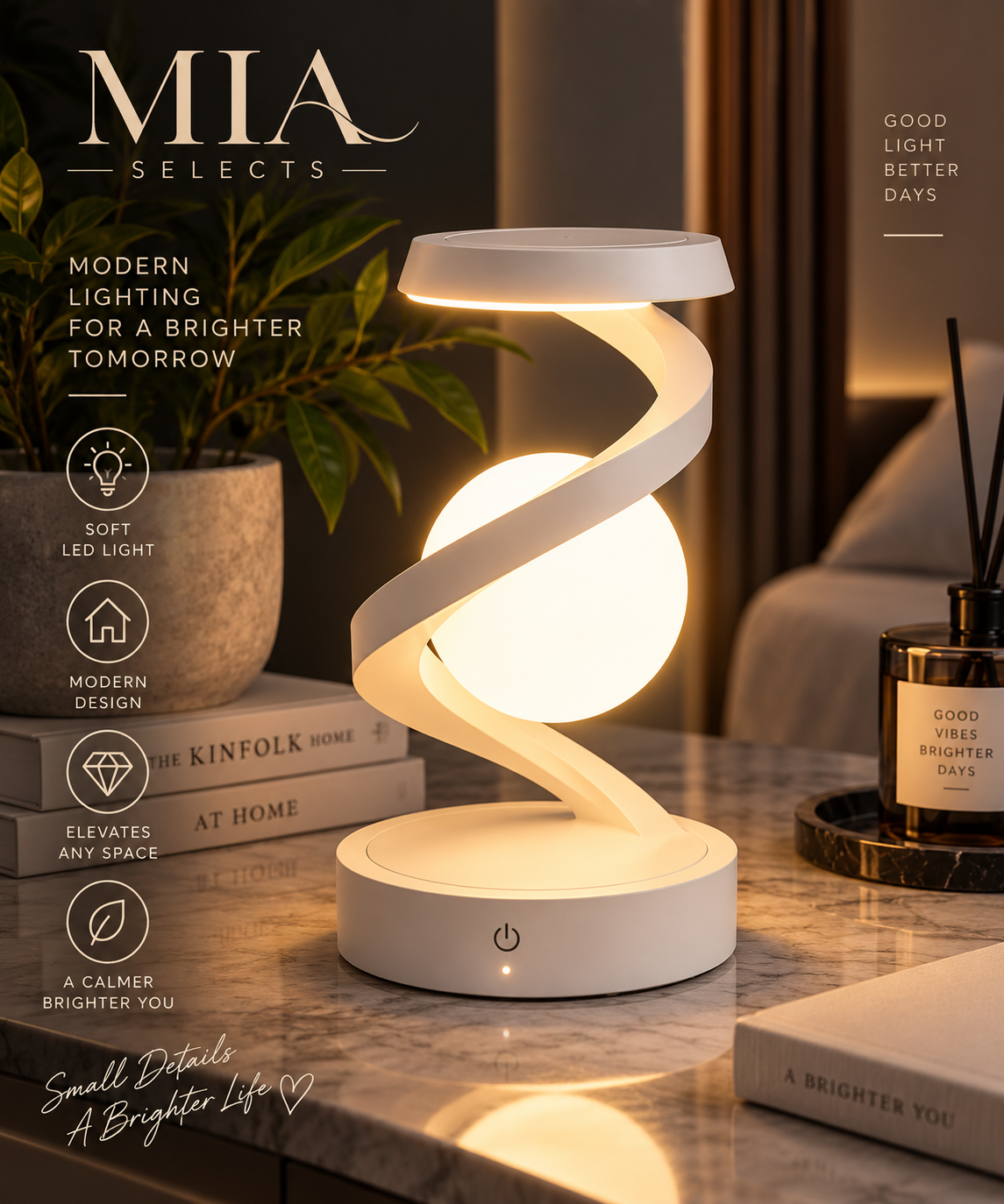 Spiral LED Desk Lamp with Wireless Charging