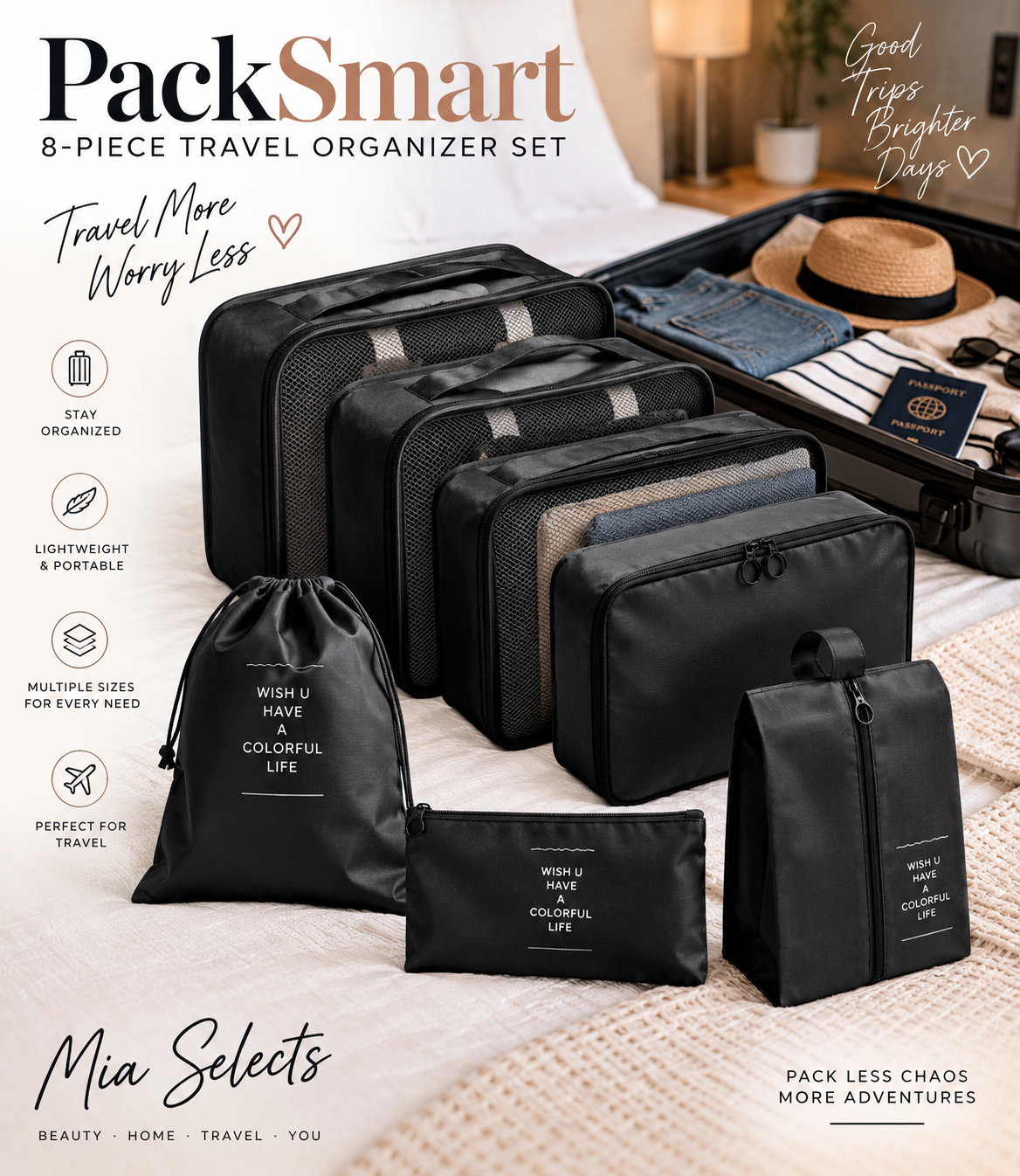 PackSmart 8-Piece Travel Organizer Set