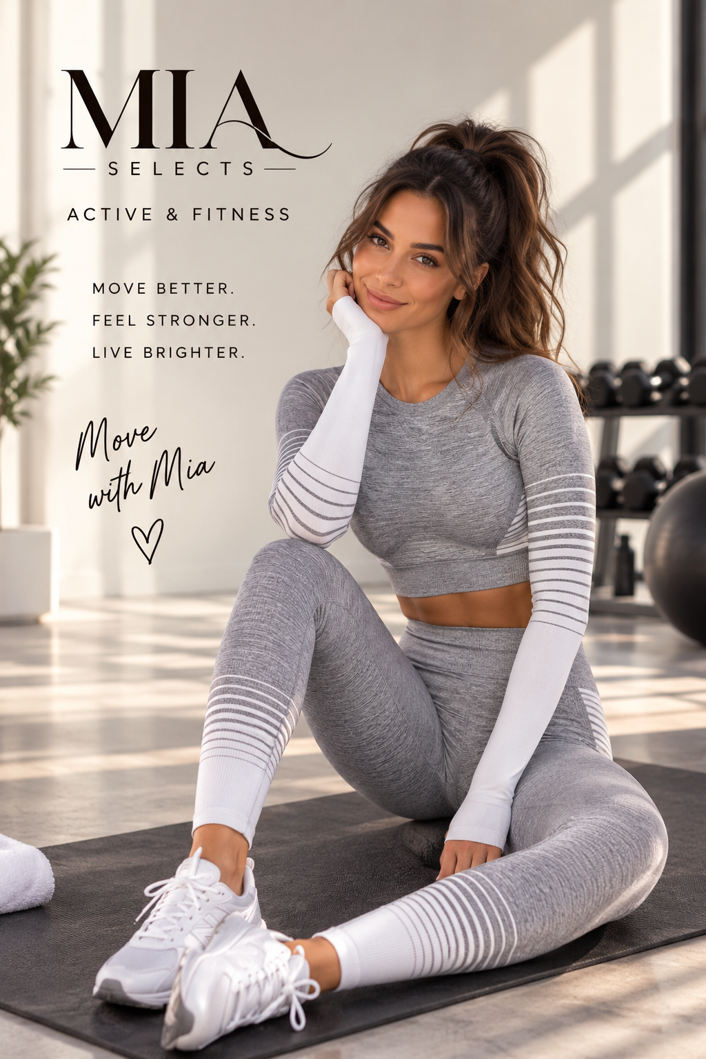 Mia Selects Seamless Stripe Activewear Set