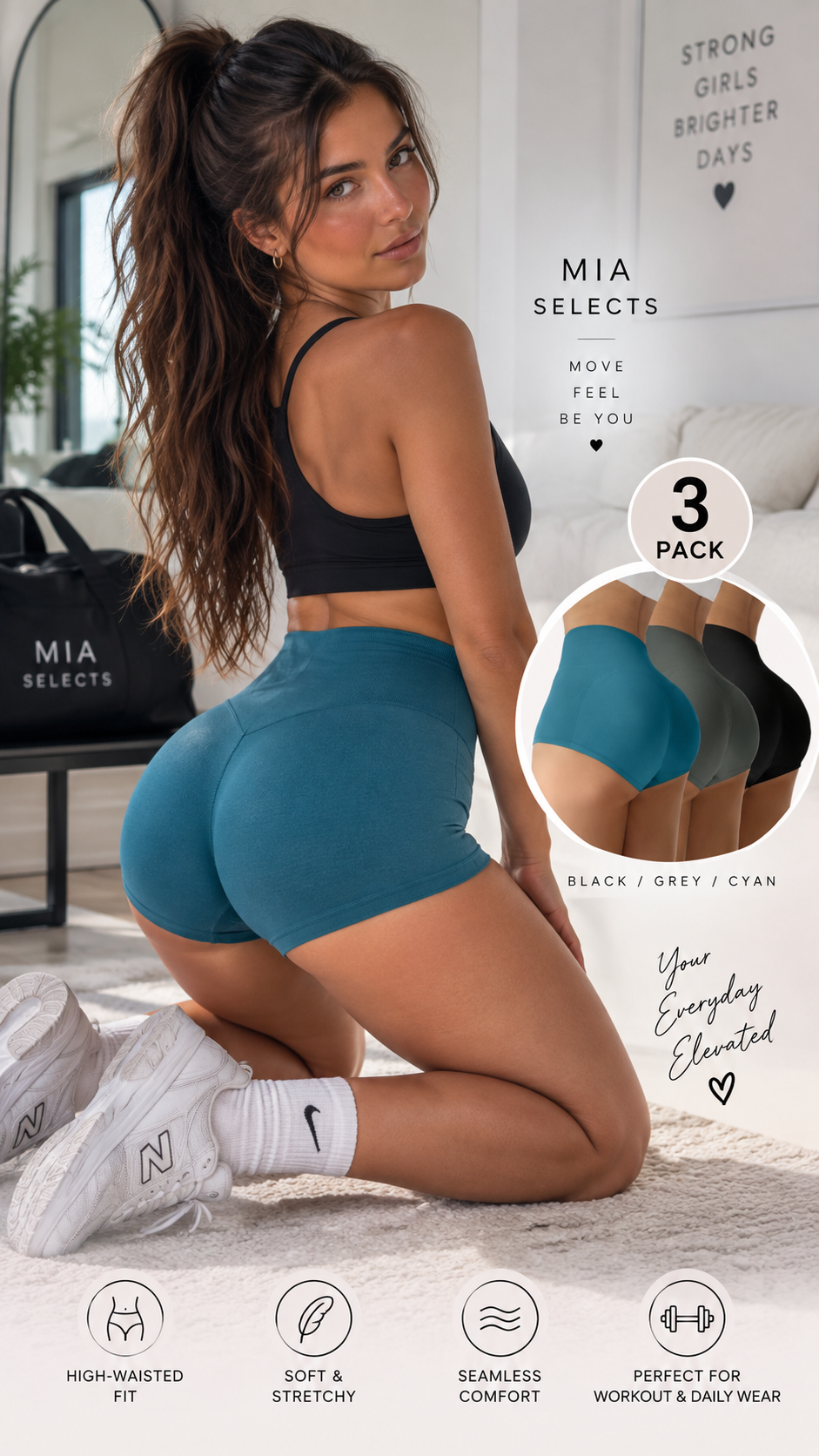 Seamless Scrunch Workout Shorts – 3 Pack