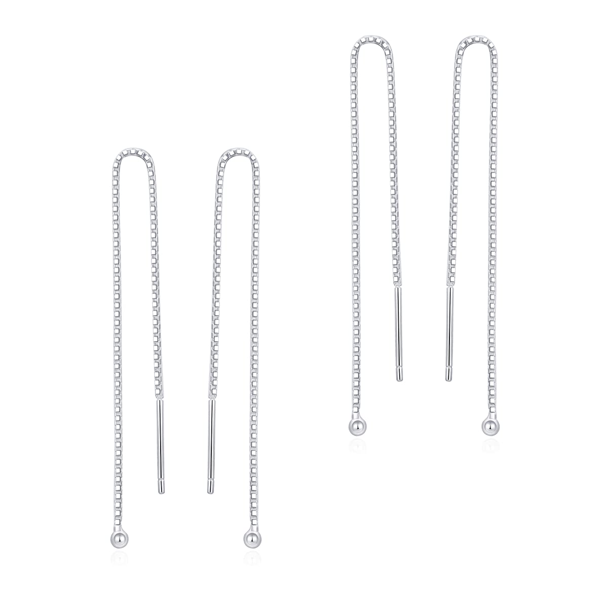 925 Sterling Silver Threader Earrings – 4 Piece Set