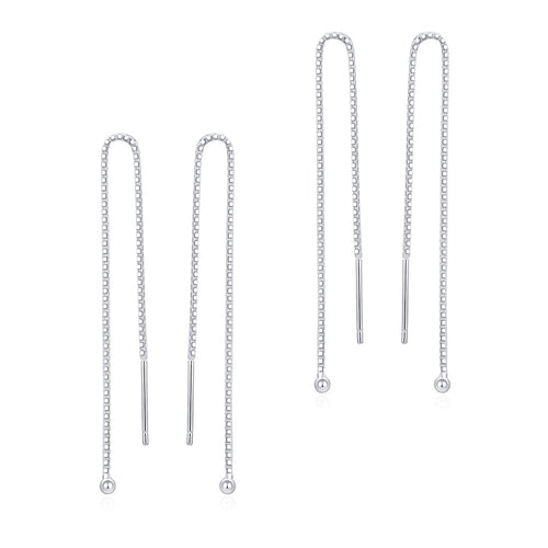 925 Sterling Silver Threader Earrings – 4 Piece Set